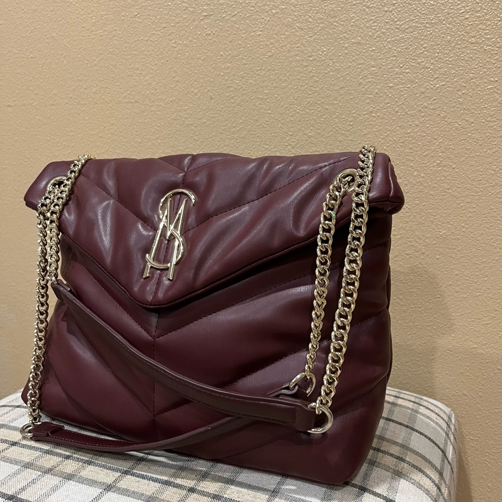 Steve Madden Britta quilted shoulder bag dark red